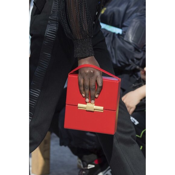 BOTTEGA VENETA Daisy Red Leather Cigarette Structured Crossbody Bag - Picture 2 of 13